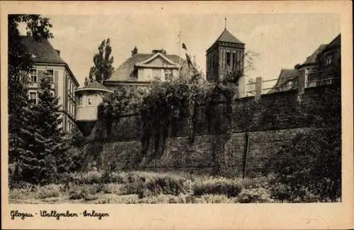 Ak Głogów Glogau Schlesien, Wallgraben-Anlagen