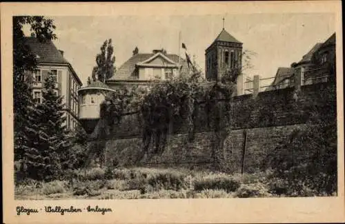 Ak Głogów Glogau Schlesien, Wallgraben-Anlagen