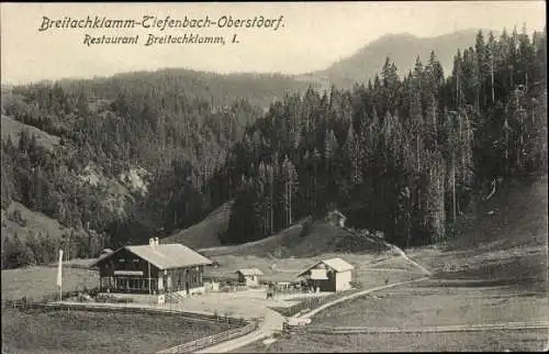 Ak Tiefenbach Oberstdorf im Oberallgäu, Waldpanorama mit Restaurant Breitachklamm