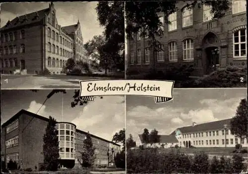 Ak Elmshorn in Holstein, Ansichten Bismarck-Oberschule, E. Brandström-Lyzeum, Mittelschule, u.a.