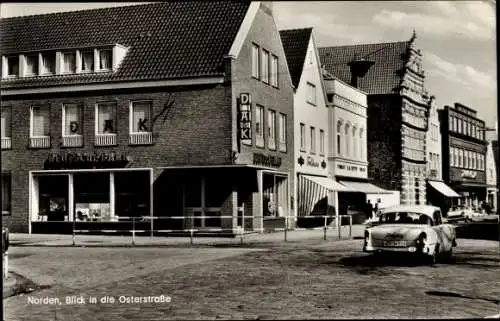 Ak Norden Ostfriesland, Blick in die Osterstraße, Deutsche Bank, DAK, Auto