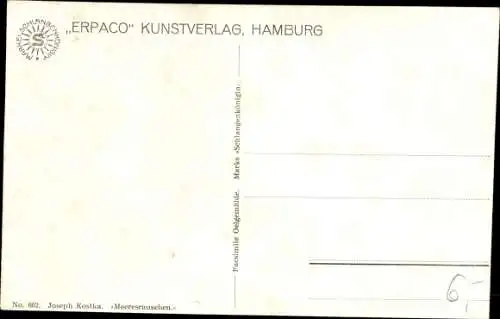 Künstler Ak Kostka, Joseph, Meeresrauschen, Frauenakt, nackte Frau am Meer, Busen