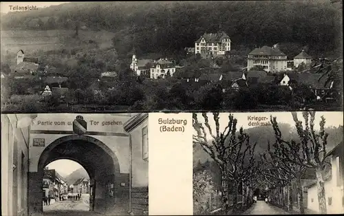 Ak Sulzburg im Markgräflerland Baden Schwarzwald, Kriegerdenkmal, Teilansicht, Tor