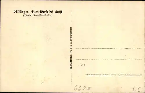 Ak Völklingen Saarland, Eisenwerke bei Nacht