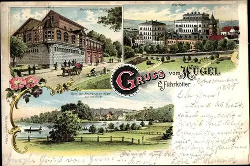 Litho Essen im Ruhrgebiet, Restaurant, Villa Hügel, Ruhrpartie, Restauration