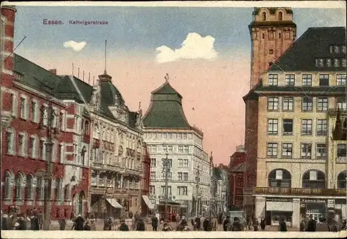 Ak Essen im Ruhrgebiet, Kettwiger Straße mit Münsterkirche im Hintergrund