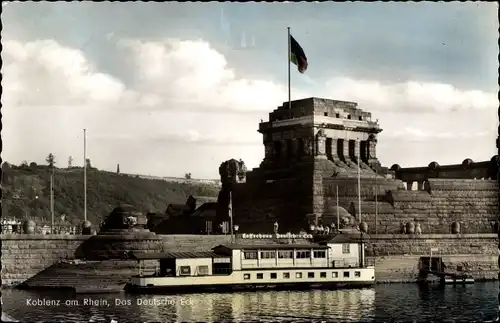 Ak Koblenz am Rhein, Deutsches Eck, Schiff