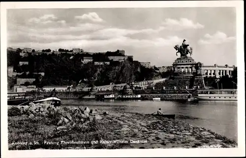 Ak Koblenz am Rhein, Ehrenbreitstein und Kaiser Wilhelm Denkmal