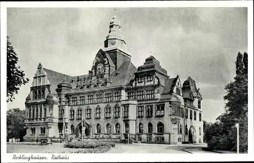Ak Recklinghausen in im Ruhrgebiet, Rathaus, Fassade