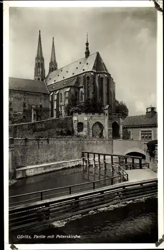 Ak Görlitz in der Lausitz, Partie mit Peterskirche, Chorseite