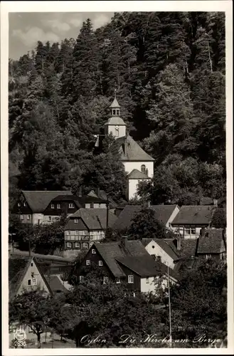 Ak Oybin in Sachsen, Blick auf die Heiratskirche am Zittauer Gebirge