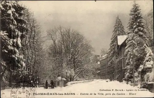 Ak Plombières les Bains Lothringen Vosges, Entree de la Ville, pres du Casino