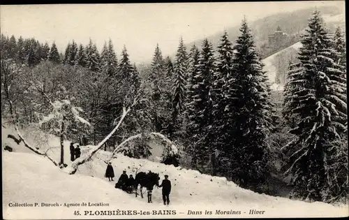 Ak Plombières les Bains Lothringen Vosges, Dans les Moraines, Hiver