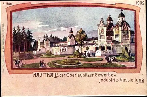 Künstler Ak Zittau in der Oberlausitz, Gewerbe und Industrieausstellung 1902, Haupthalle