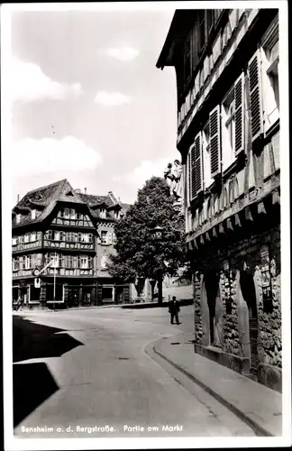 Ak Bensheim an der Bergstraße Hessen, Partie am Markt