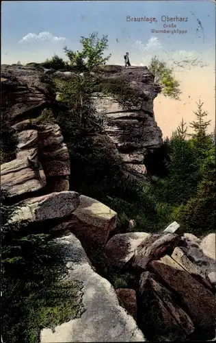 Ak Braunlage im Oberharz, Blick auf die Große Wurmbergklippe, Felsen