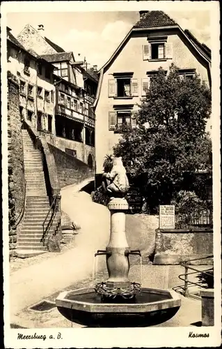 Ak Meersburg am Bodensee, Bärenbrunnen, Treppe, Ortspartie