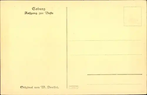 Künstler Ak Doelfel, W., Coburg in Oberfranken, Aufgang zur Veste