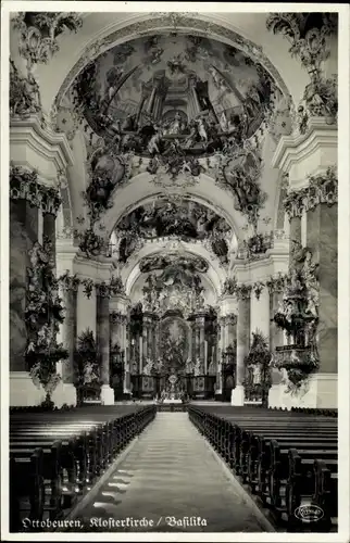 Ak Ottobeuren in Oberschwaben Allgäu, Inneres der Klosterkirche, Basilika
