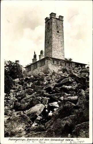 Ak Bischofsgrün im Fichtelgebirge, Asenturm auf dem Ochsenkopf