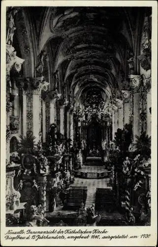 Ak Neuzelle in Brandenburg, Inneres der kath. Kirche, barocke Ausstattung