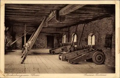 Ak Braubach am Rhein, Marksburg, Große Batterie, Kanonen