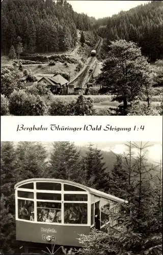 Ak Oberweißbach im Weißbachtal Thüringen, Bergbahn, Streckenansicht, Wagen