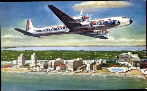 Ak US Amerikanisches Passagierflugzeug, Eastern Air Lines, Douglas DC 7B Golden Falcon