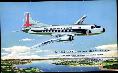 Ak US Amerikanisches Passagierflugzeug, Eastern Airlines, Silver Falcon