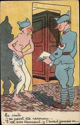 Ak La visite, J'ai point, ete, reconnu, französische Soldaten