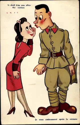 Ak I shall kiss you after the victory, Soldat, Frau