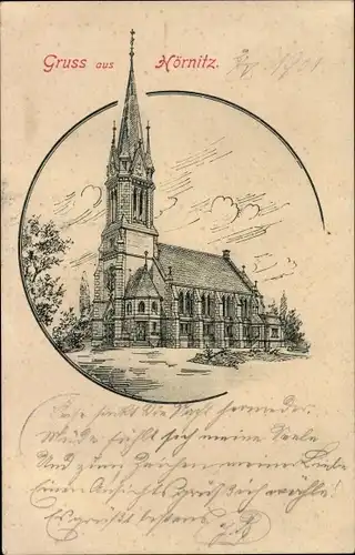 Litho Hörnitz Oberlausitz, Kirche