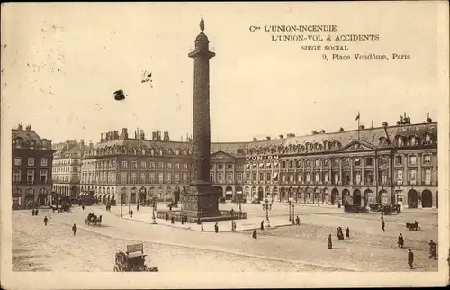 Ak Paris Louvre, L'Union Incendie, L'Union-Vol & Accidents, Siege Social, 9, Place Vendome