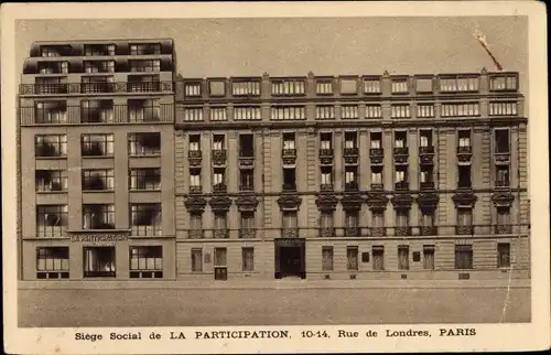Ak Paris IX Opéra, Siege Social de la Participation, 10-14, Rue de Londres
