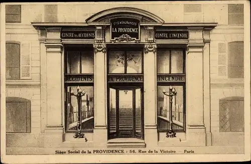 Ak Paris IX., Siège Social de la Providence, Rue de la Victoire 56