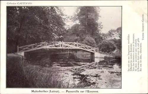 Ak Malesherbes Loiret, Passerelle sur l'Essonne