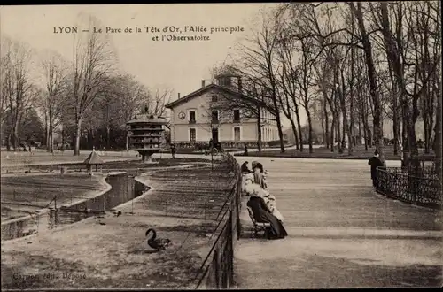 Ak Lyon Rhône, Le Parc de la Tete d'Or, Allee principale, Observatoire