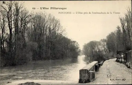 Ak Pontoise Oise, L'Oise pres de l'embouchure de la Viosne