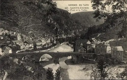 Ak Sainte Enimie Lozère, Gorges du Tarn, Le Pont, La Vallee