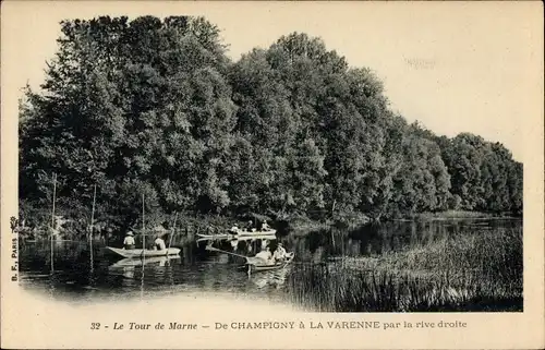 Ak Champigny Marne, a La Varenne par la rive droite