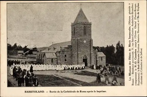 Ak Basutoland Lesotho, Sortie de la Cathedrale de Roma apres le bapteme