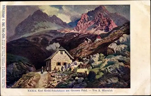 Künstler Ak Hlavacek, A., Melk Niederösterreich, Karl Krahl Schutzhaus am Großen Priel
