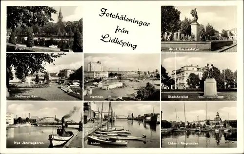 Ak Lidköping Schweden, Hamnen, Lidan, Badhusparken, Stadshotellet, De la Gardiestatyn