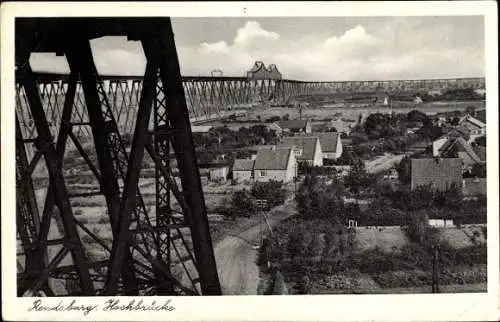Ak Rendsburg in Schleswig Holstein, Hochbrücke, Blick auf den Ort
