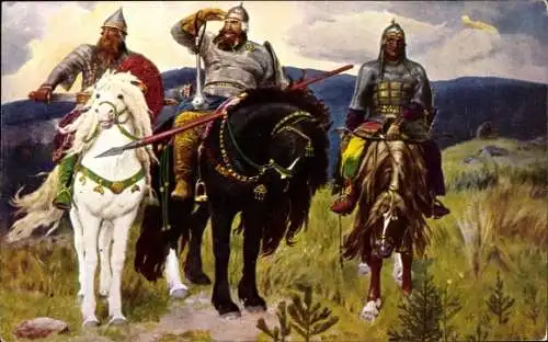 Künstler Ak Vasnetzov, N. M., Three Russian Knights