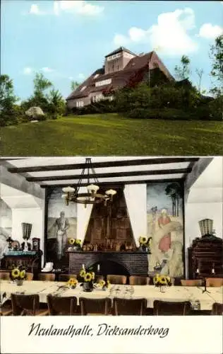 Ak Dieksanderkoog Friedrichskoog in Dithmarschen, Gasthaus Neulandhalle, Innenansicht