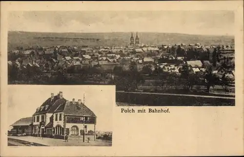 Ak Polch Rheinland Pfalz, Gesamtansicht, Bahnhof