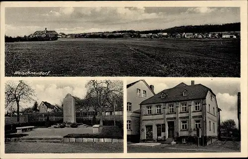 Ak Welschneudorf im Westerwald, Gesamtansicht, Kriegerdenkmal, Geschäftshaus