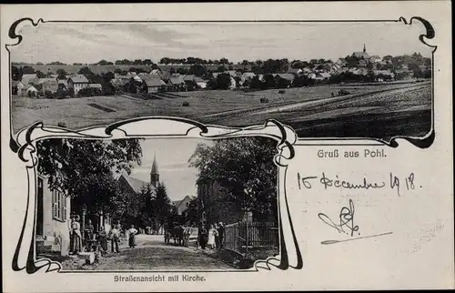 Passepartout Ak Pohl Nassau im Taunus, Straßenansicht mit Kirche, Totale