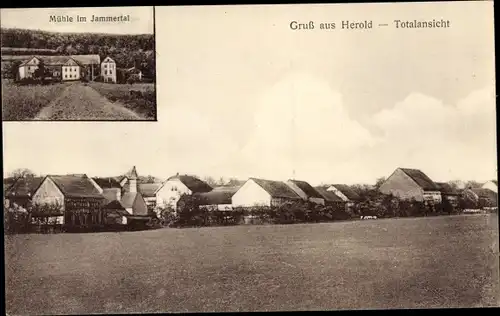 Ak Herold im Taunus, Gesamtansicht, Mühle im Jammertal